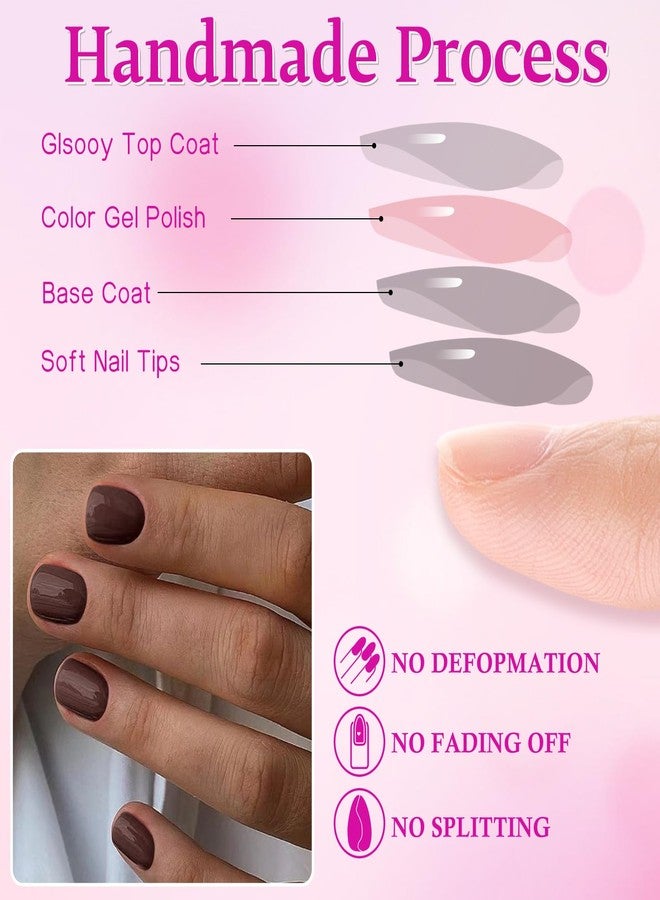 LuckForever 240pc Dark Brown Press on Nails Short Square Fake Nails with Adhesive Tabs, Short Acrylic Nails Press ons Coffee Glue on Nails Square False Artificial Fingernail for Women Girls Kids - Image 3